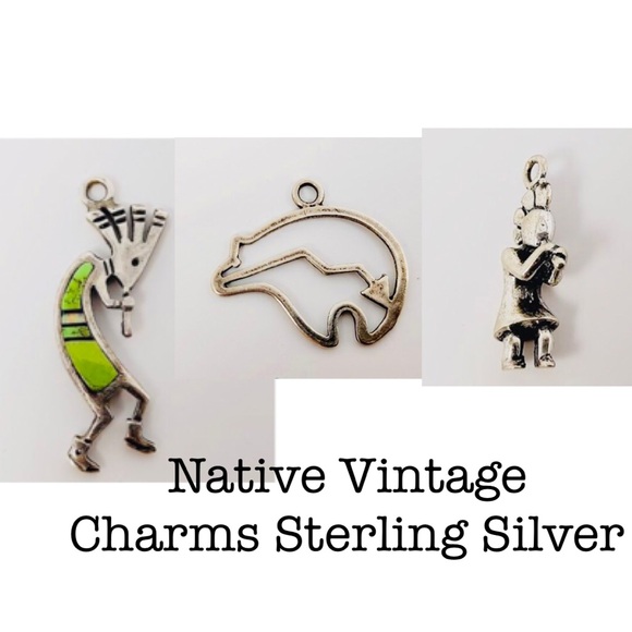 VINTAGE STERLING SILVER NAVAJO KOKOPELLI FLUTE DANCER CHARM PENDANT 925 marked - Picture 3 of 10
